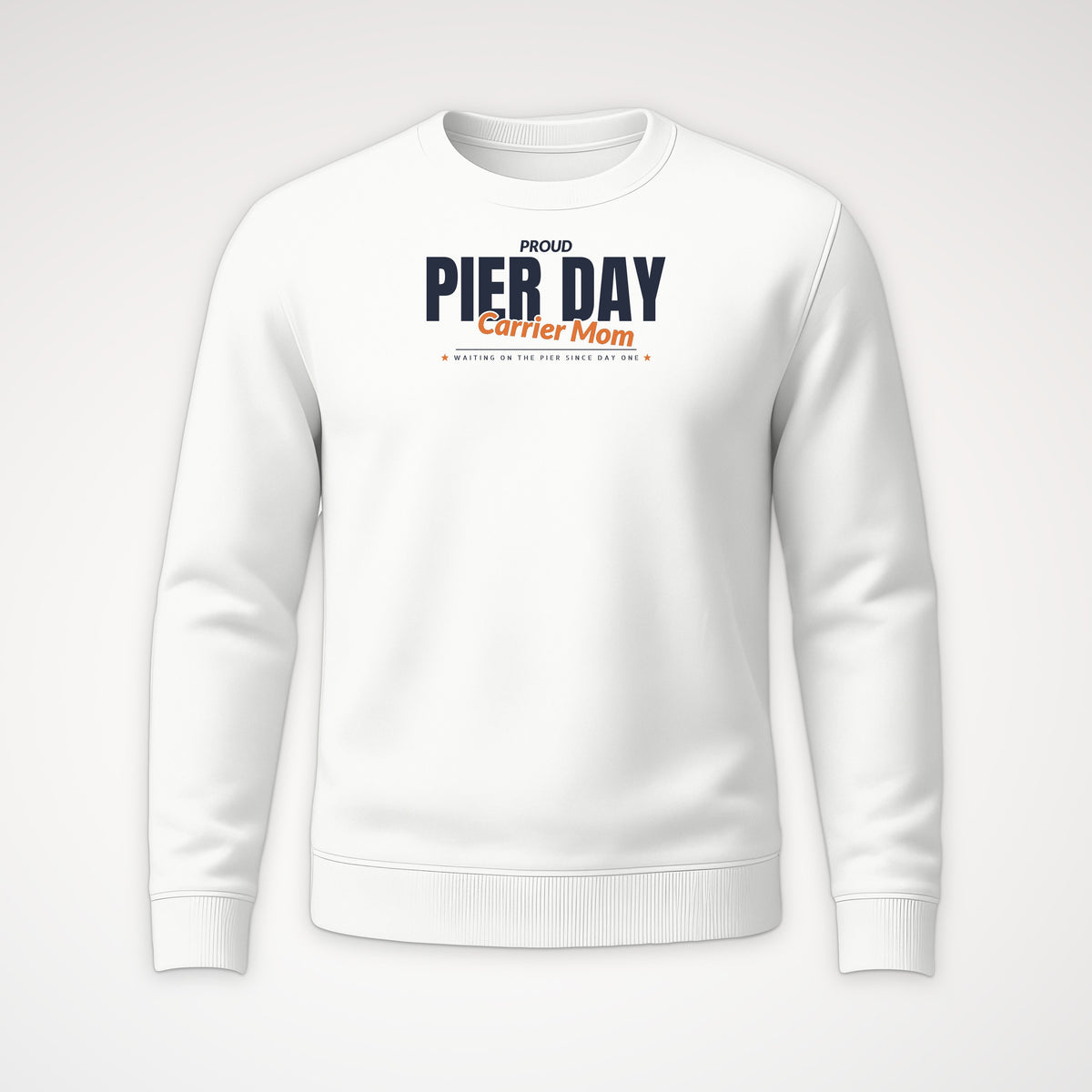 Pier Day Proud Carrier Mom Crewneck Sweatshirt in White