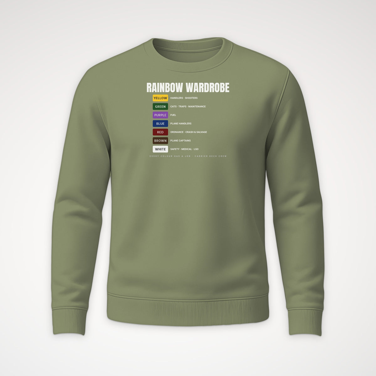 Rainbow Wardrobe Roster Crewneck Sweatshirt in Military Green