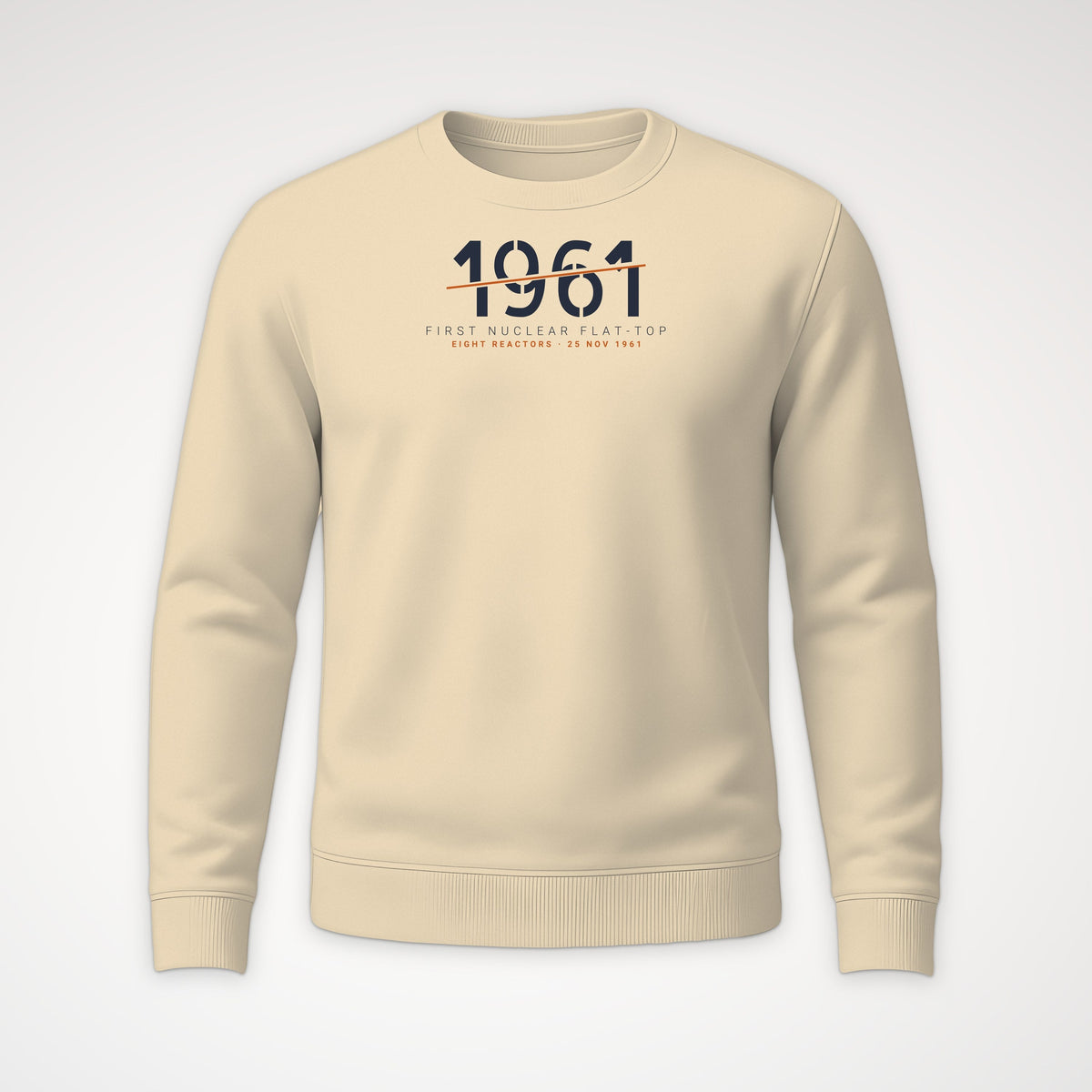 First Nuclear Flat-Top 1961 Sliced Crewneck Sweatshirt in Sand