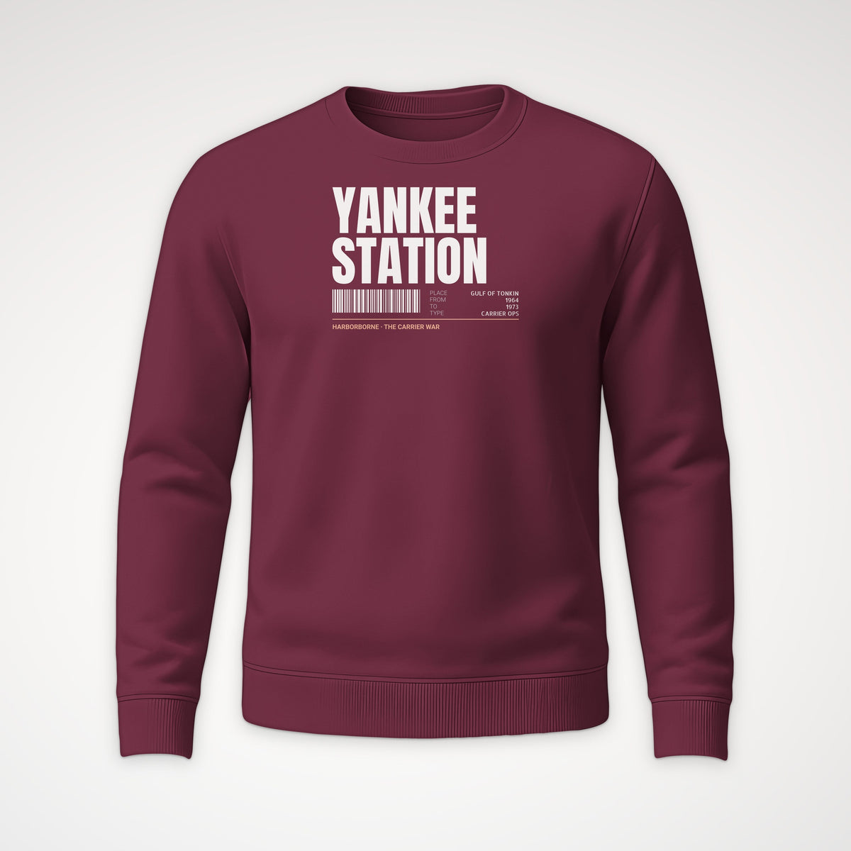 Yankee Station Tag Crewneck Sweatshirt in Maroon