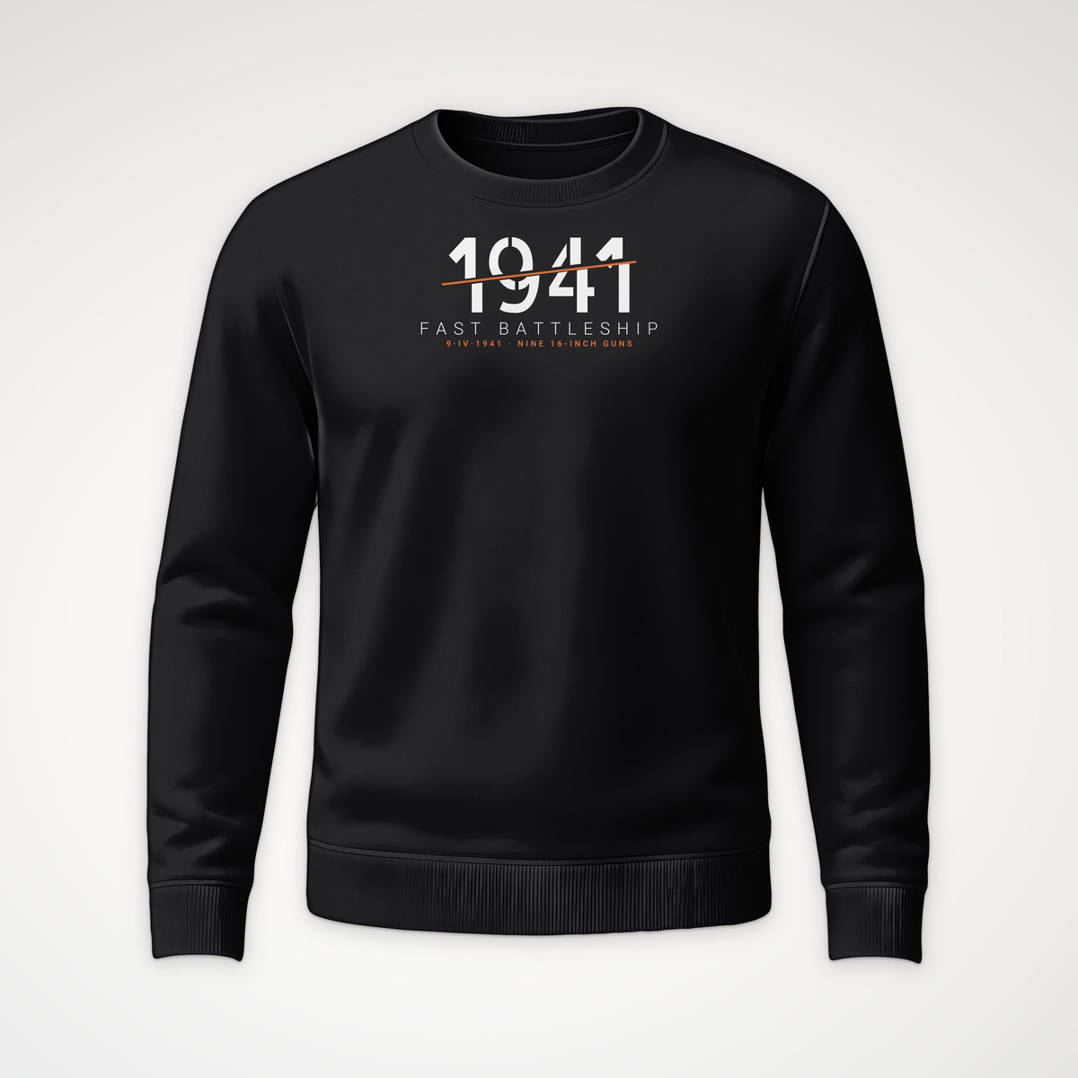 Fast Battleship 1941 Sliced Crewneck Sweatshirt in Black
