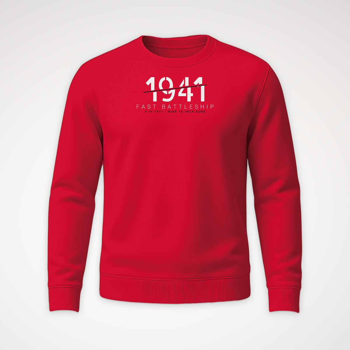 Fast Battleship 1941 Sliced Crewneck Sweatshirt in Red
