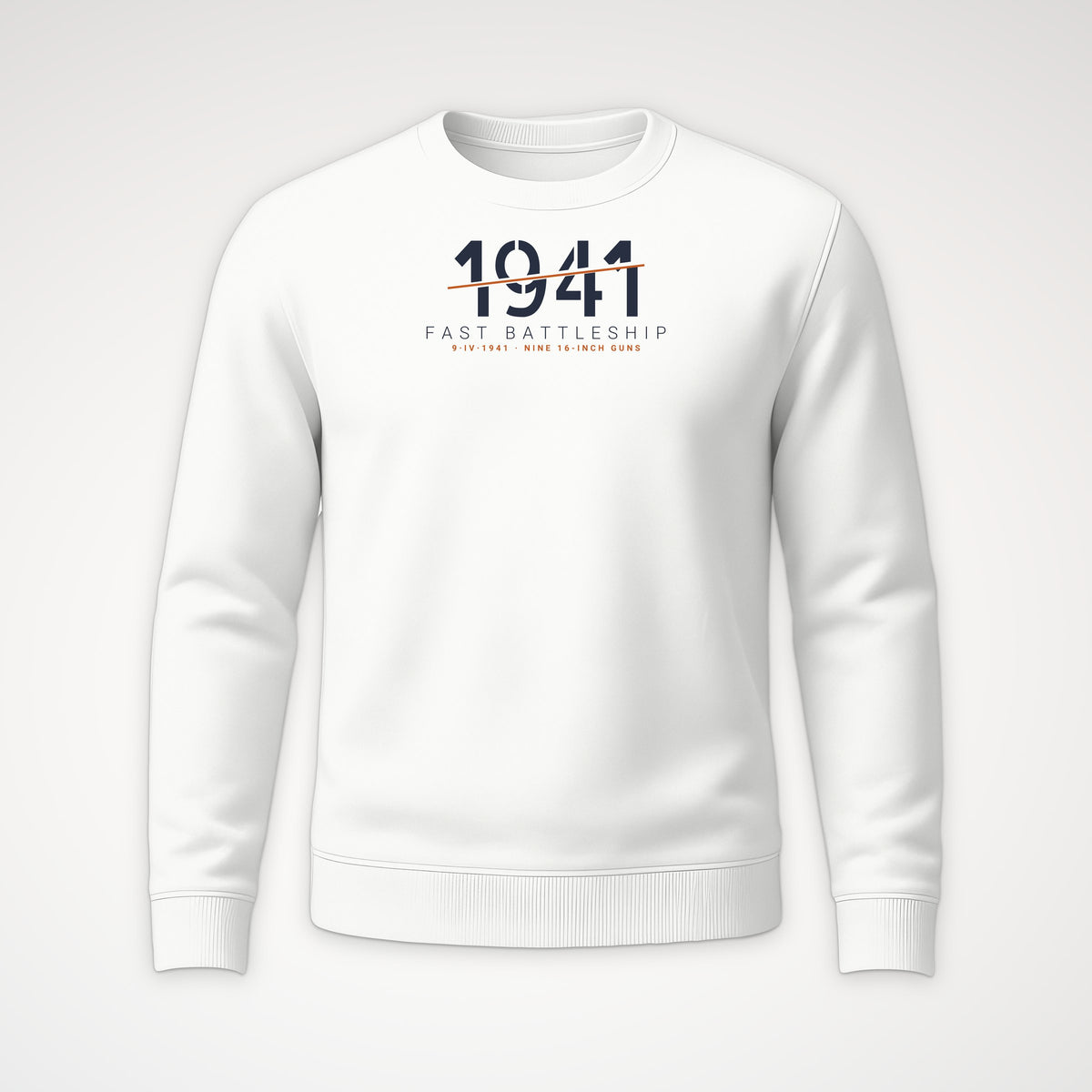 Fast Battleship 1941 Sliced Crewneck Sweatshirt in White