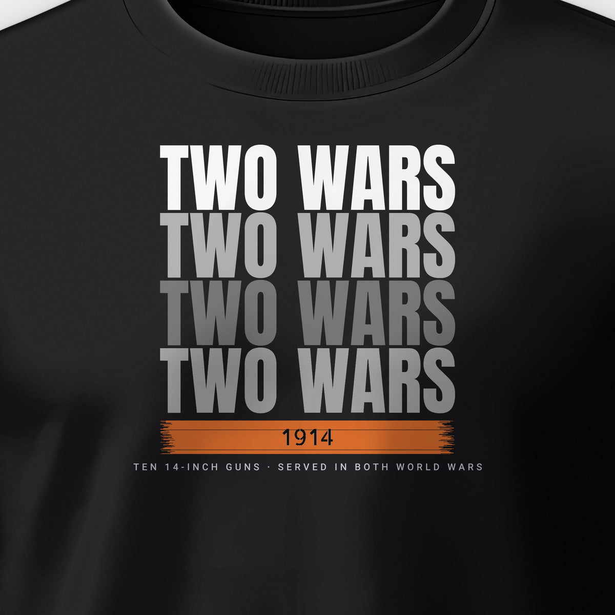Two-War Battleship Echo Crewneck Sweatshirt, front print detail