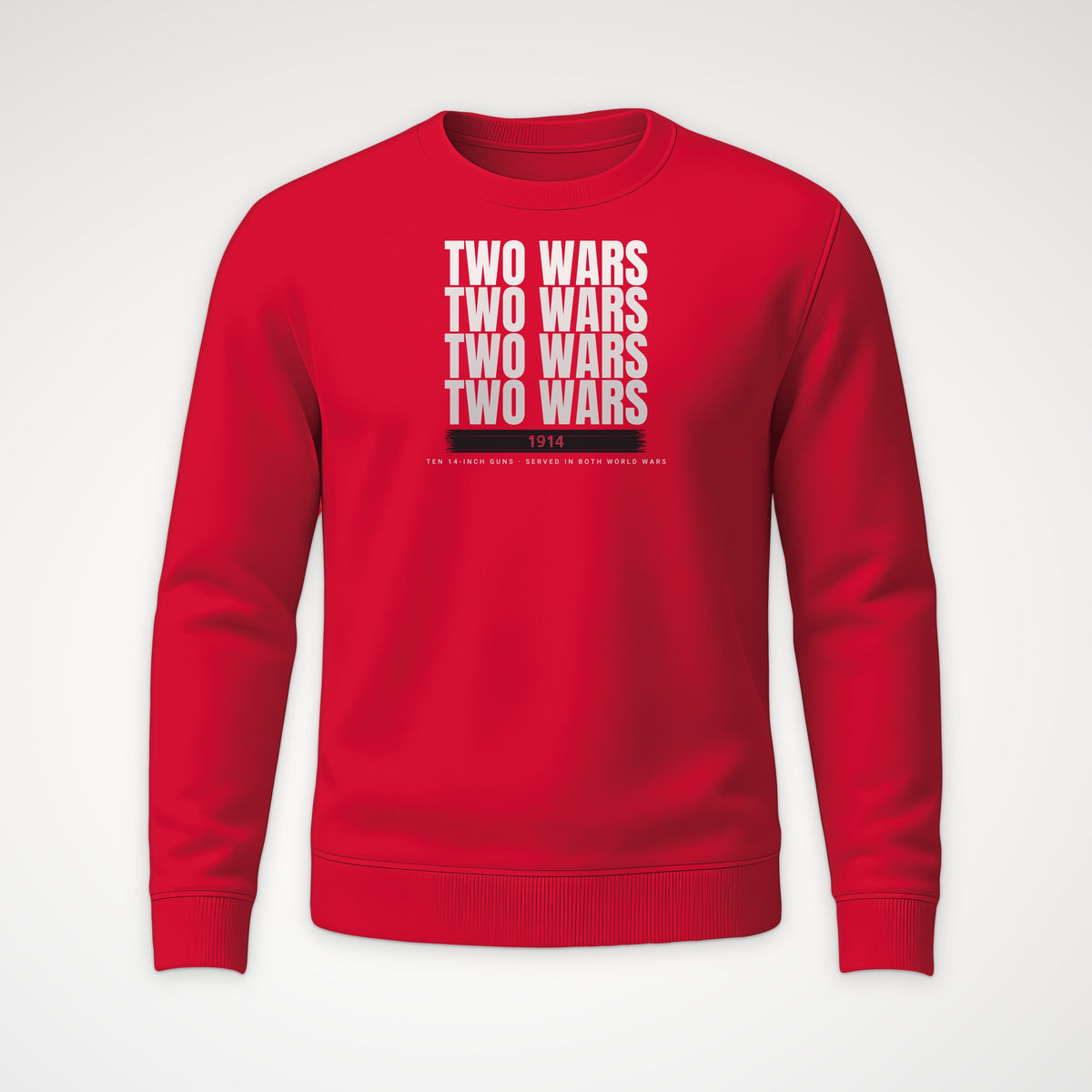 Two-War Battleship Echo Crewneck Sweatshirt in Red