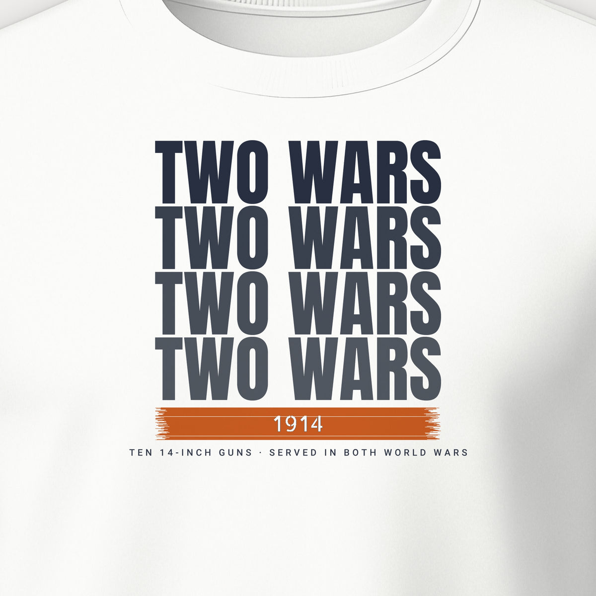 Two-War Battleship Echo Crewneck Sweatshirt, front print detail