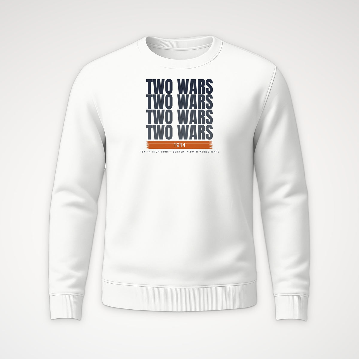 Two-War Battleship Echo Crewneck Sweatshirt in White