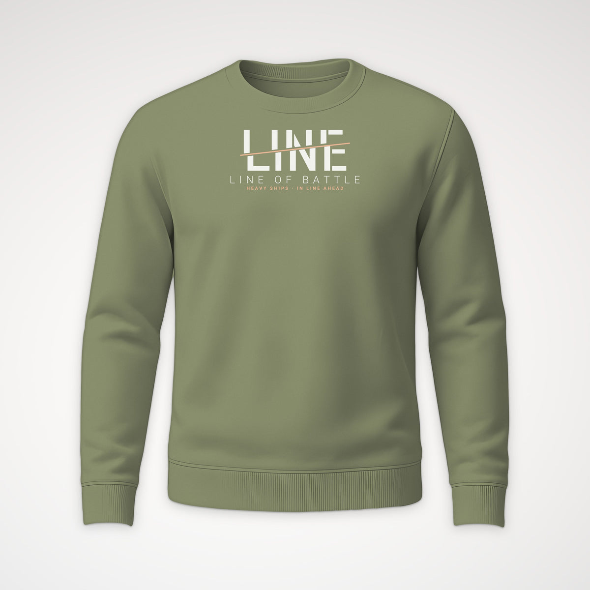 Line of Battle Sliced Crewneck Sweatshirt in Military Green