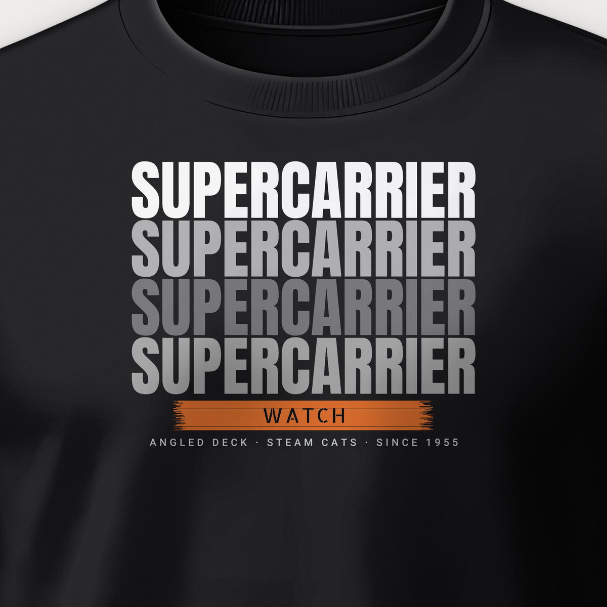 Supercarrier Watch Echo Crewneck Sweatshirt, front print detail