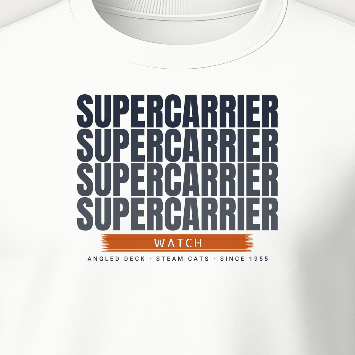 Supercarrier Watch Echo Crewneck Sweatshirt, front print detail