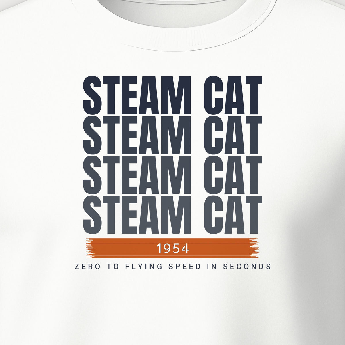 Steam Cat Era Echo Crewneck Sweatshirt, front print detail