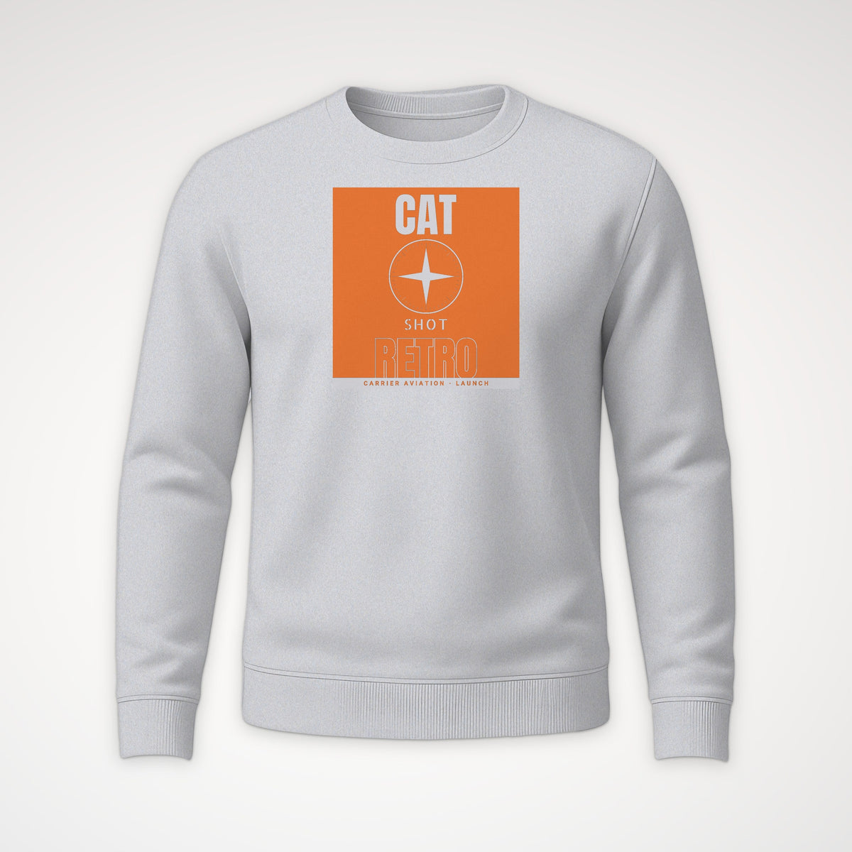 Cat Shot Retro Poster Crewneck Sweatshirt in Sport Grey