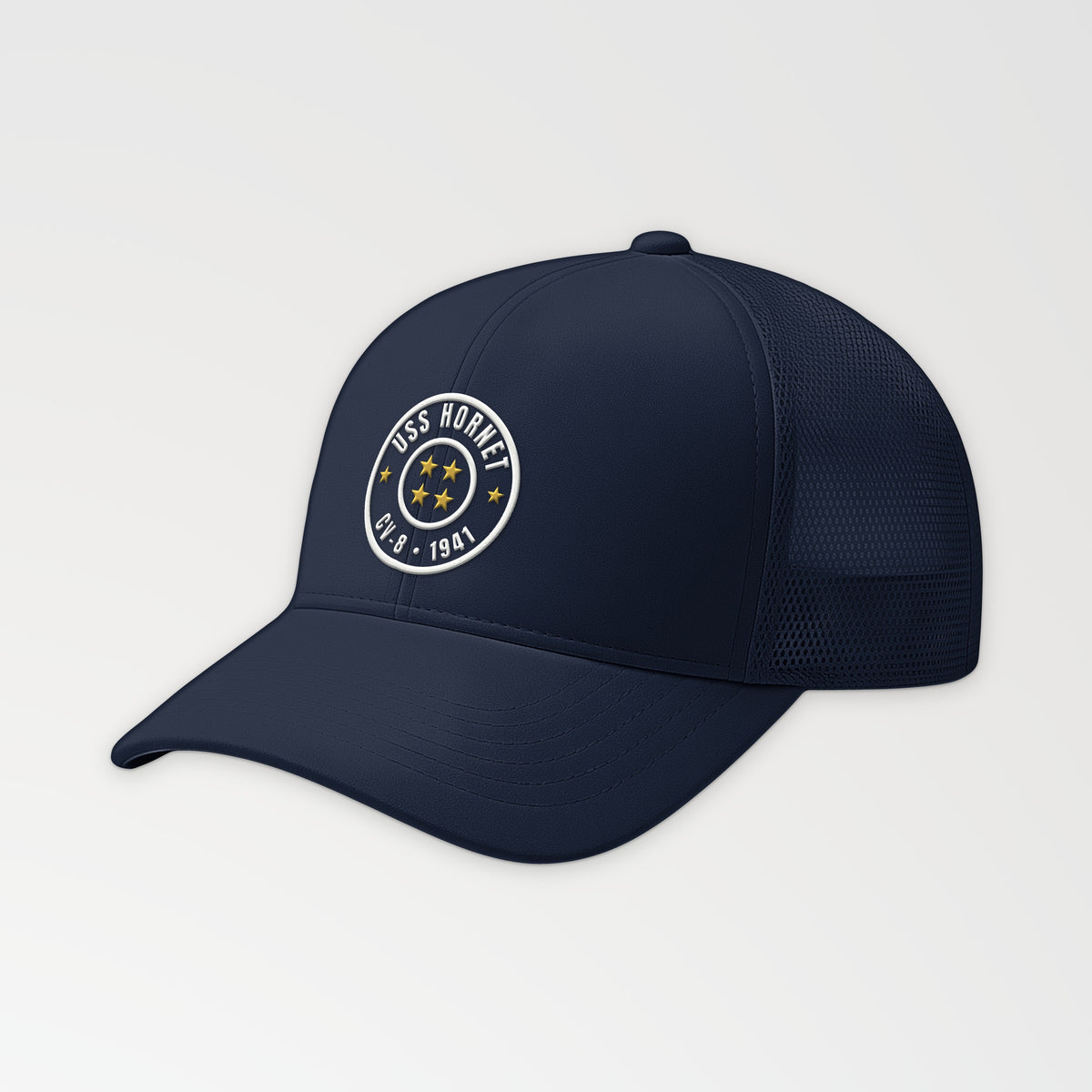 Hornet CV-8 Four Stars Trucker Cap in Navy