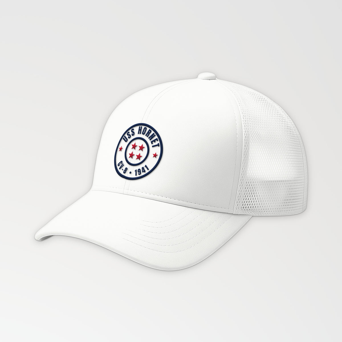 Hornet CV-8 Four Stars Trucker Cap in White