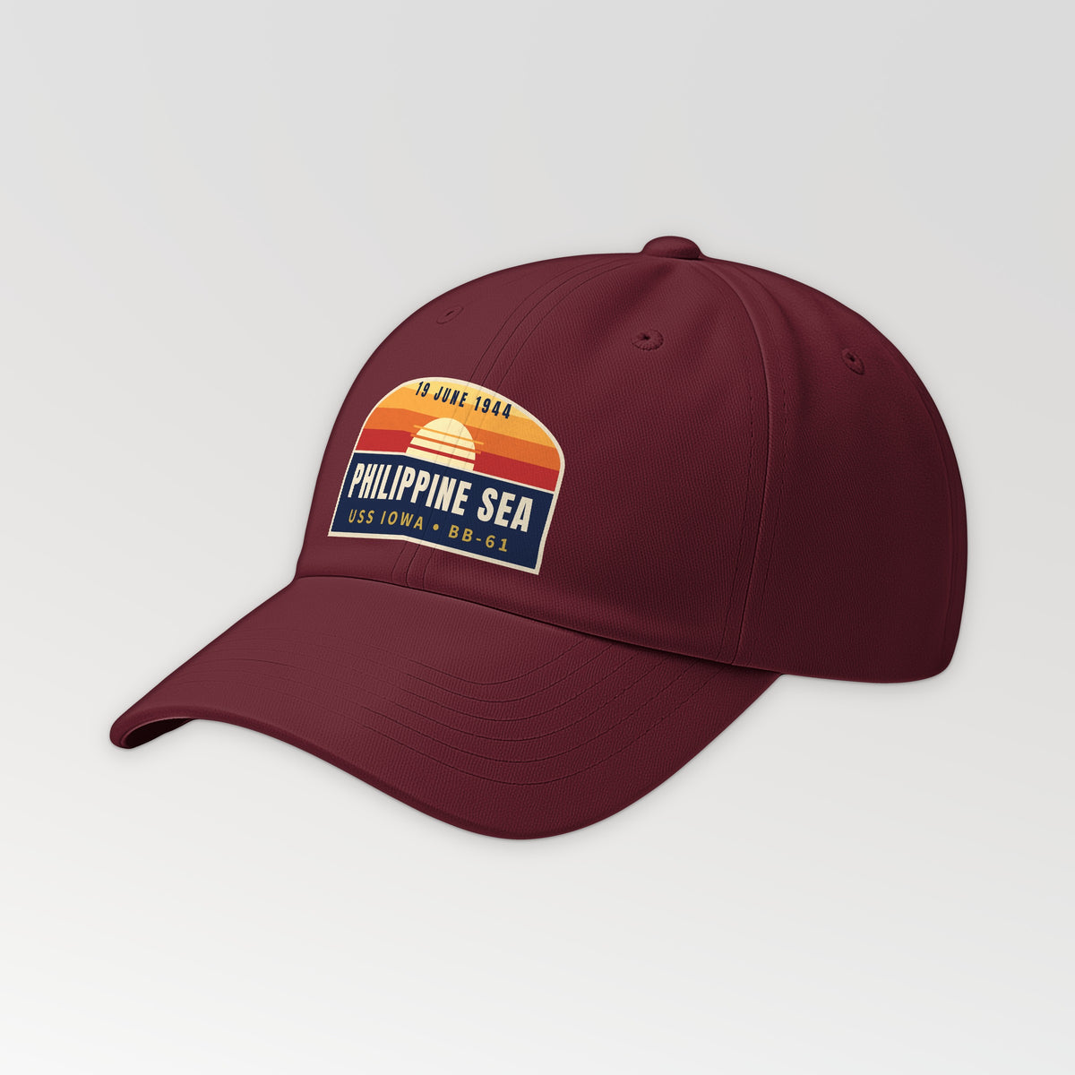 Iowa Philippine Sea 1944 Dad Hat in Cranberry