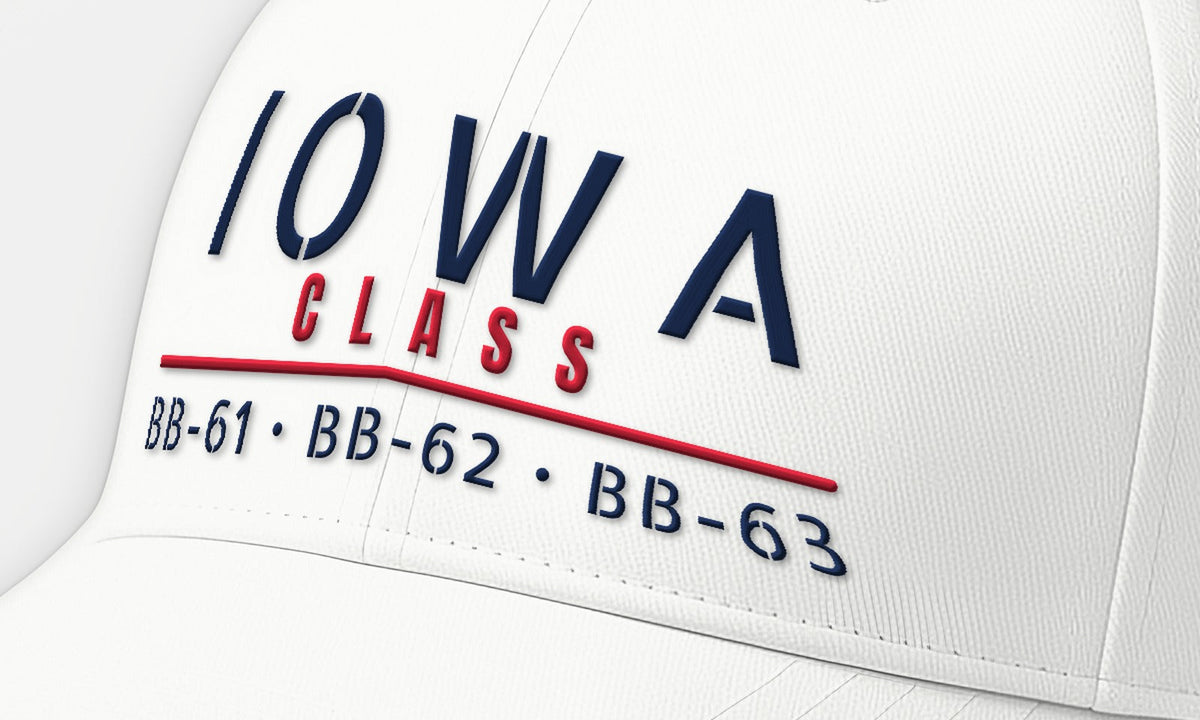 Iowa Class Stencil Embroidered Cap — front detail