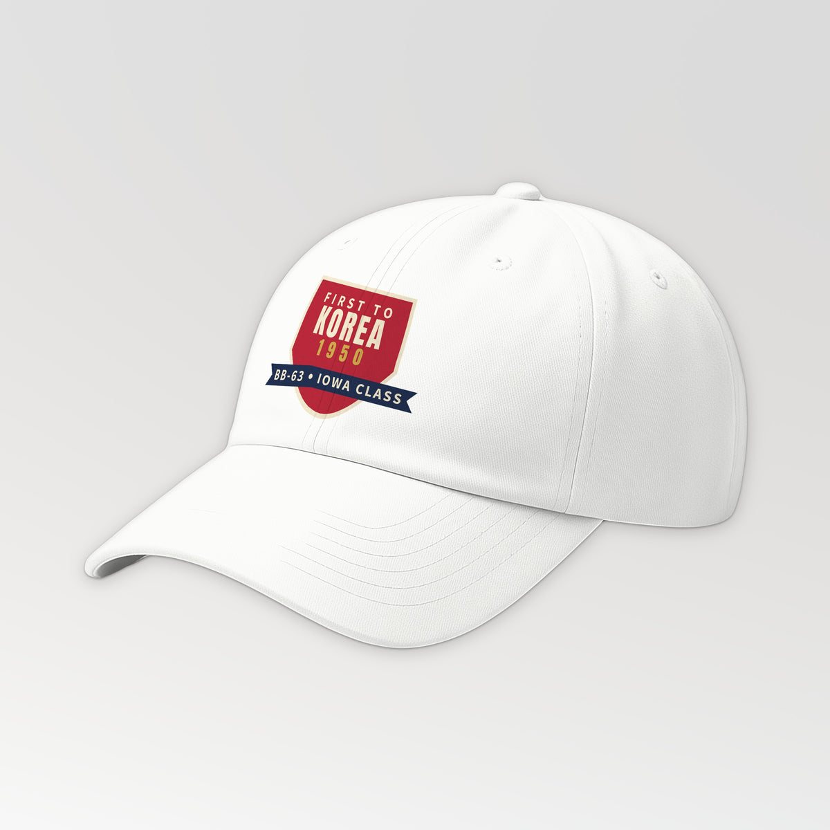First to Korea 1950 Battleship Dad Hat in White