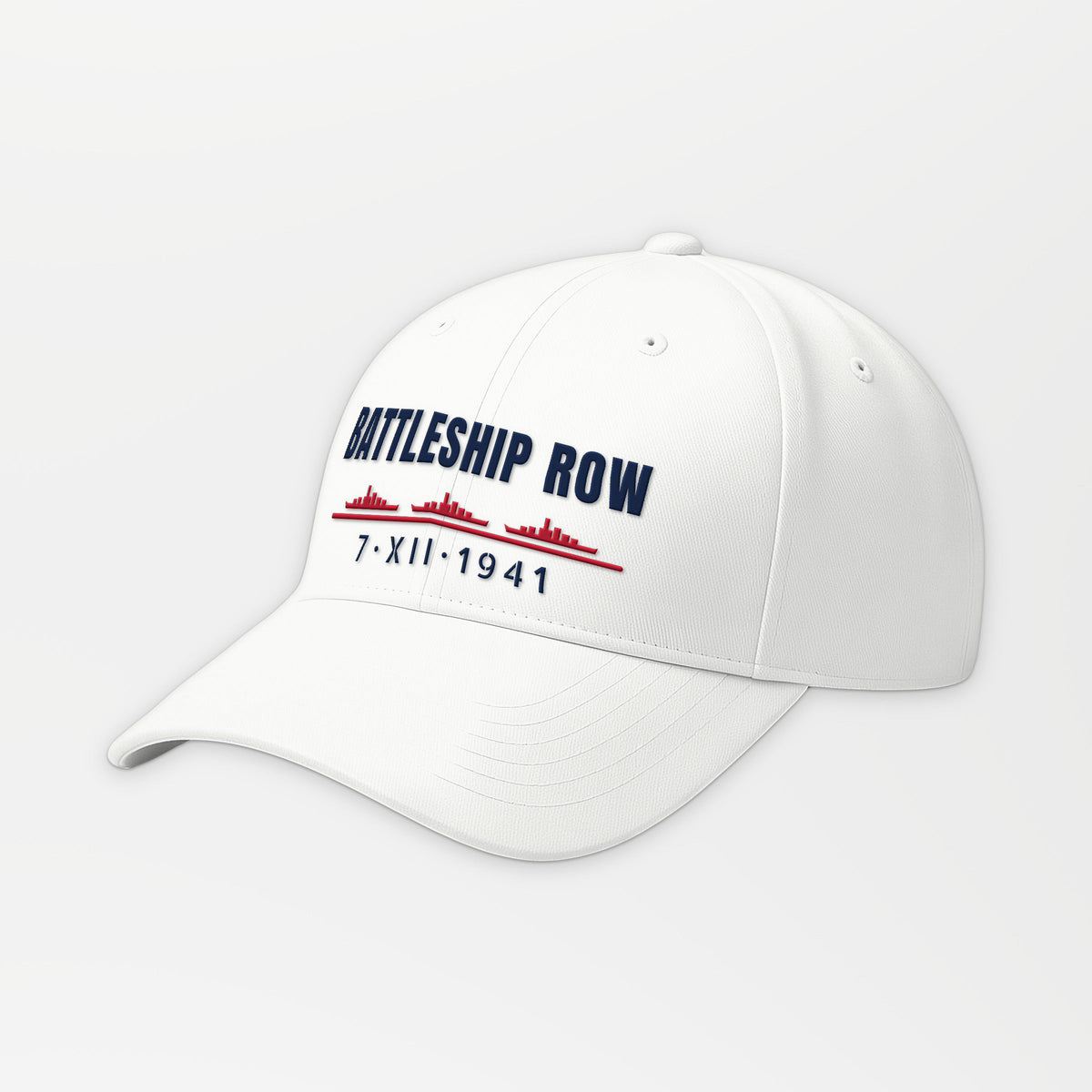 Battleship Row 1941 Embroidered Cap in White