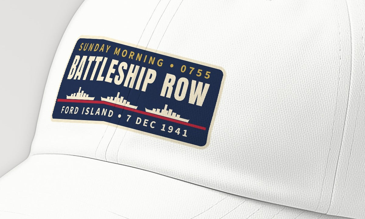 Battleship Row Sunday Morning Dad Hat, front detail