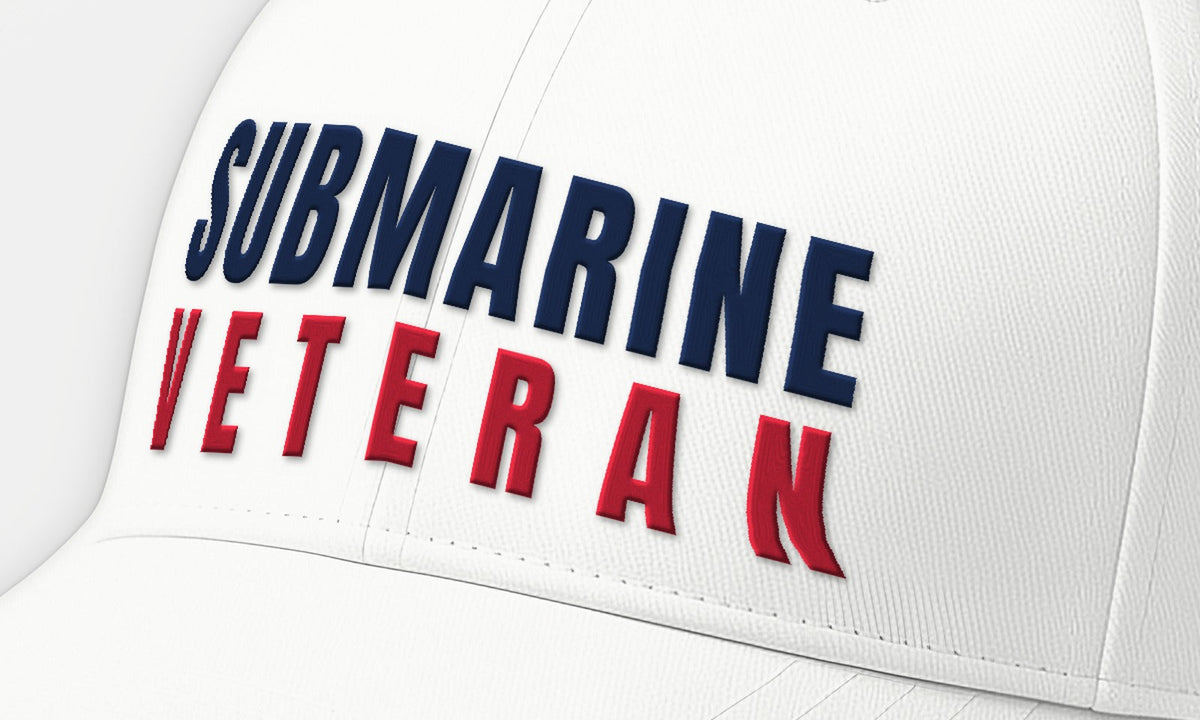 Proudly Served Submarine Veteran Embroidered Cap, front detail
