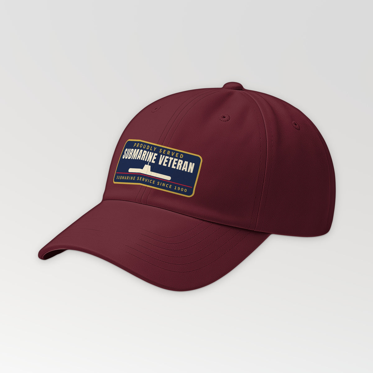 Proudly Served Submarine Veteran Patch Dad Hat in Cranberry