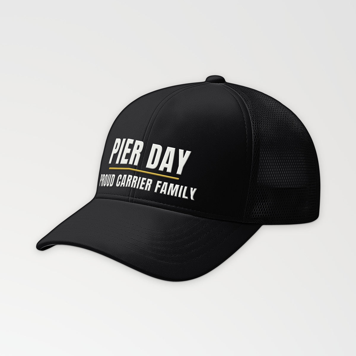 Pier Day Proud Carrier Family Trucker Cap in Black