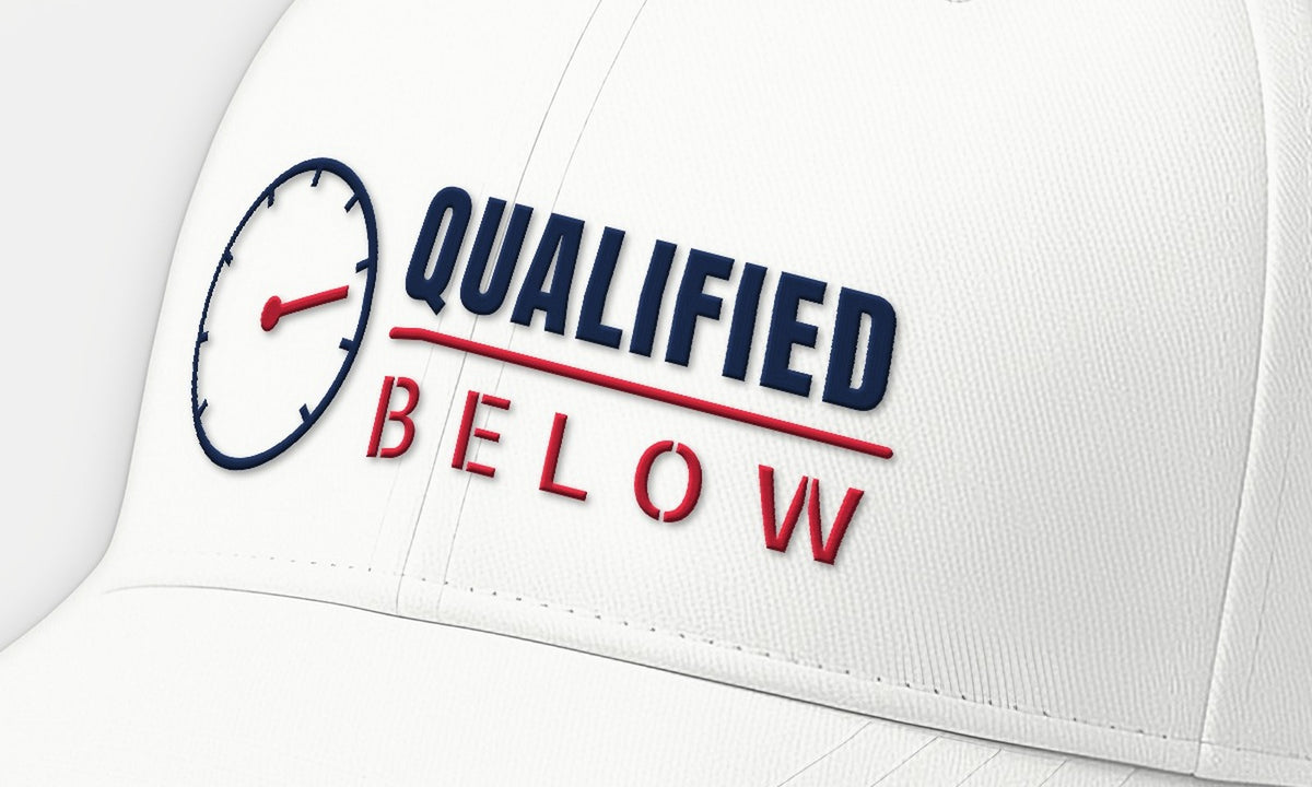 Qualified Below Depth Dial Embroidered Cap, front detail