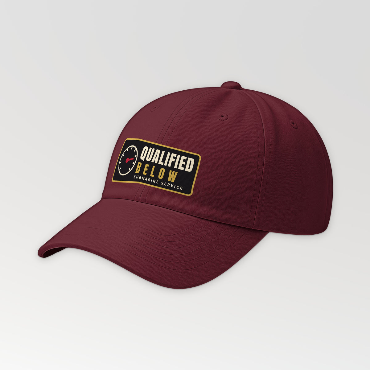 Qualified Below Patch Dad Hat in Cranberry