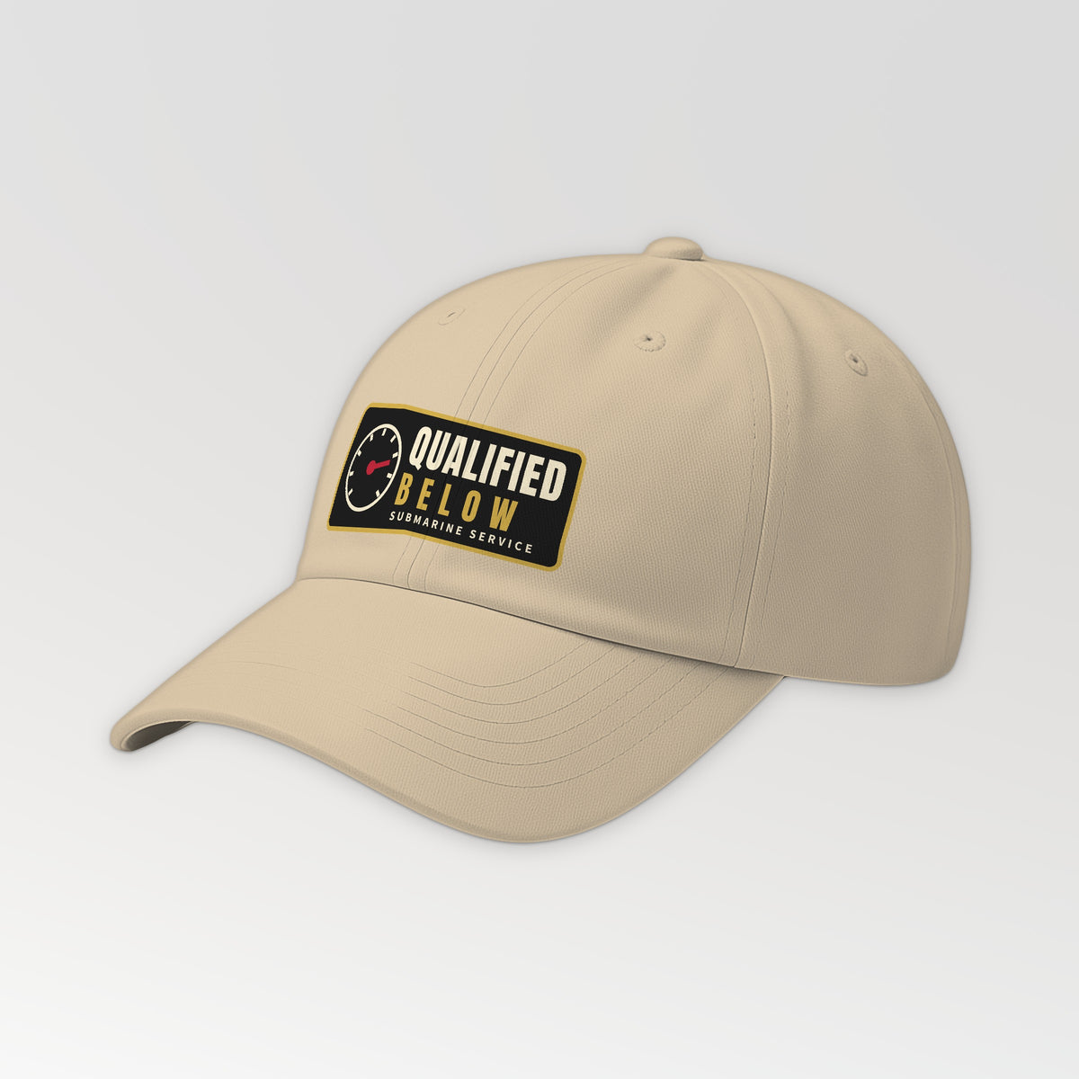 Qualified Below Patch Dad Hat in Khaki