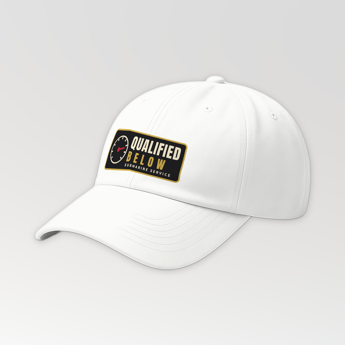 Qualified Below Patch Dad Hat in White