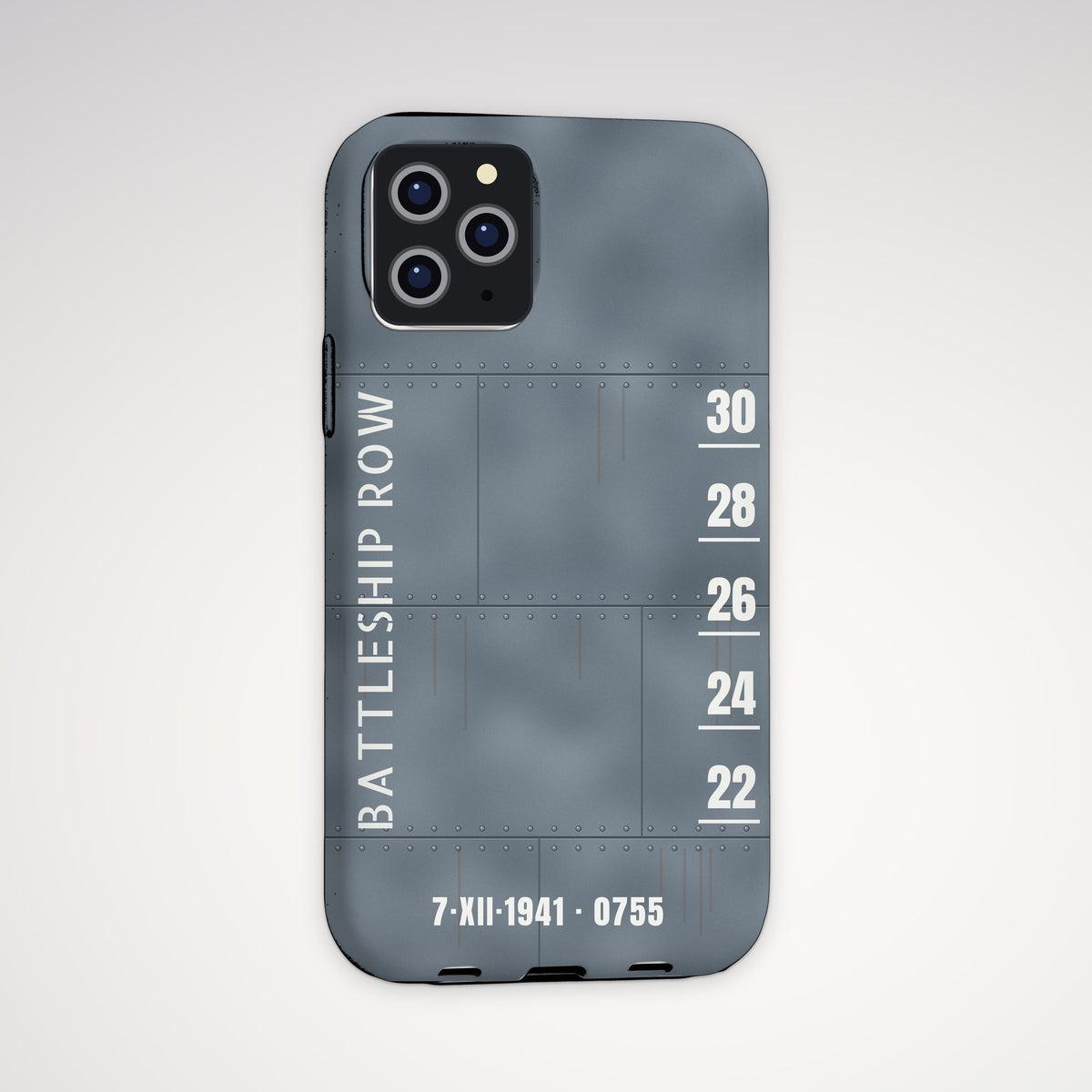 Battleship Row Hull Plate Tough Phone Case – iPhone, shown on a Pro model