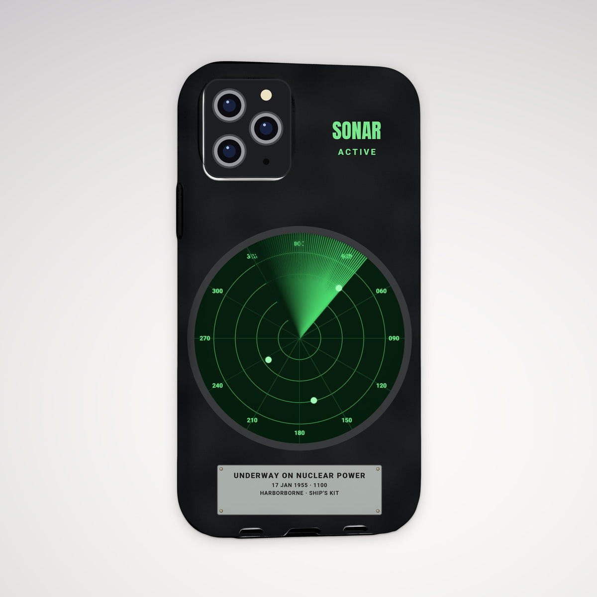 Sonar Scope Tough Phone Case – iPhone, shown on a Pro model