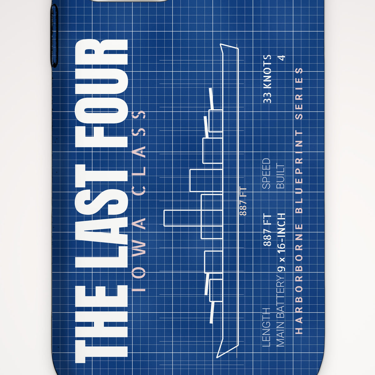 Iowa-Class Blueprint Tough Phone Case – iPhone, print detail