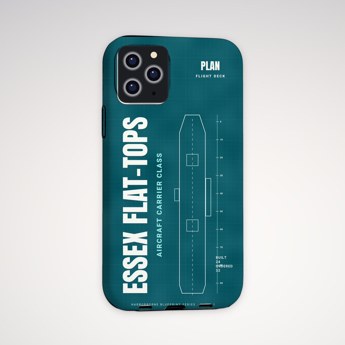 Essex Flat-Tops Blueprint Tough Phone Case – iPhone, shown on a Pro model