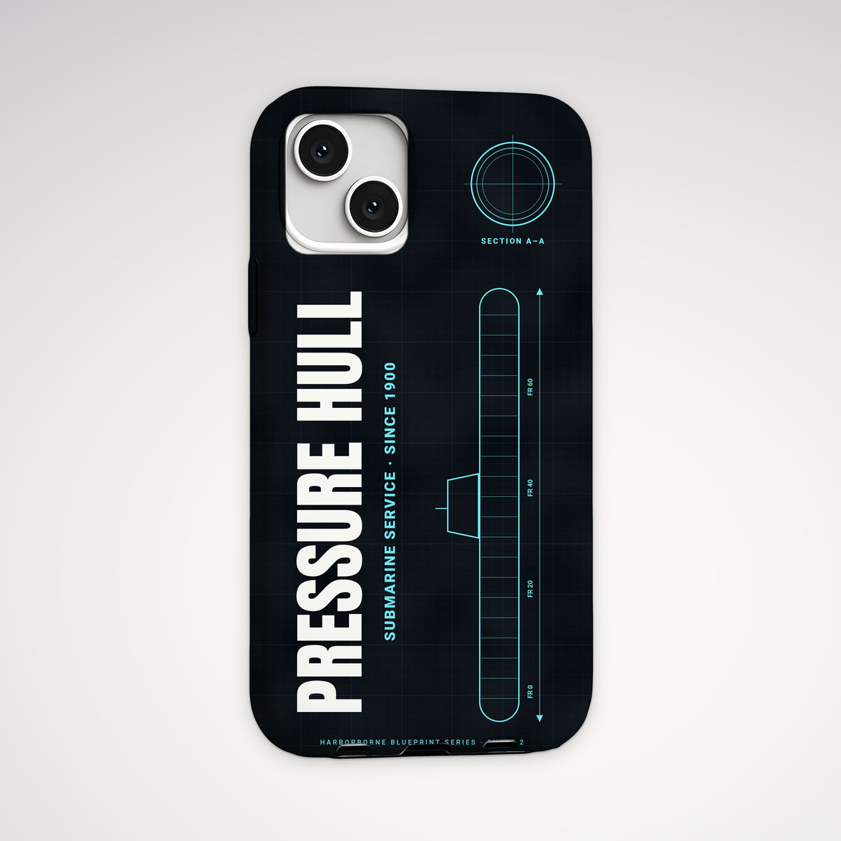 Pressure Hull Blueprint Tough Phone Case – iPhone, back view