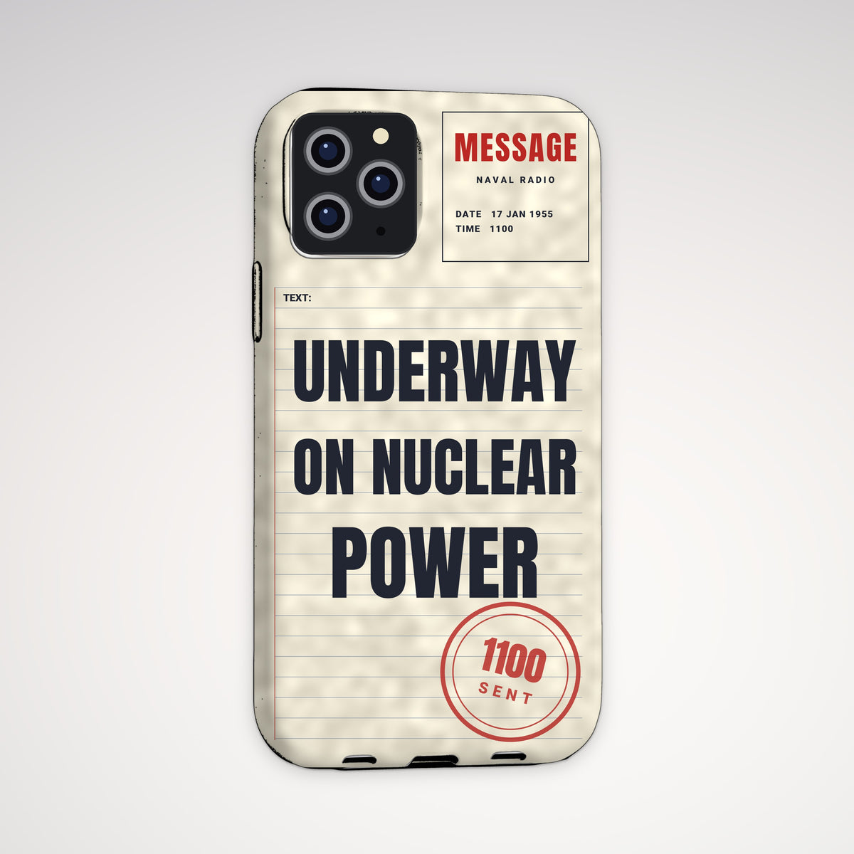 Underway Message Pad Tough Phone Case – iPhone, shown on a Pro model