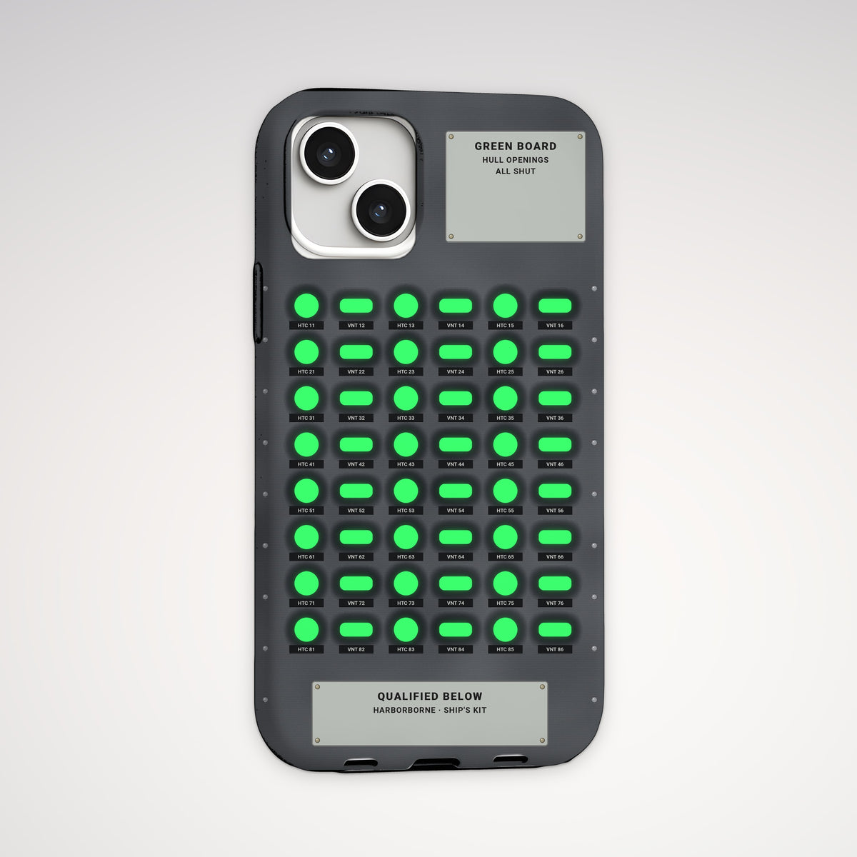 Green Board Panel Tough Phone Case – iPhone, back view