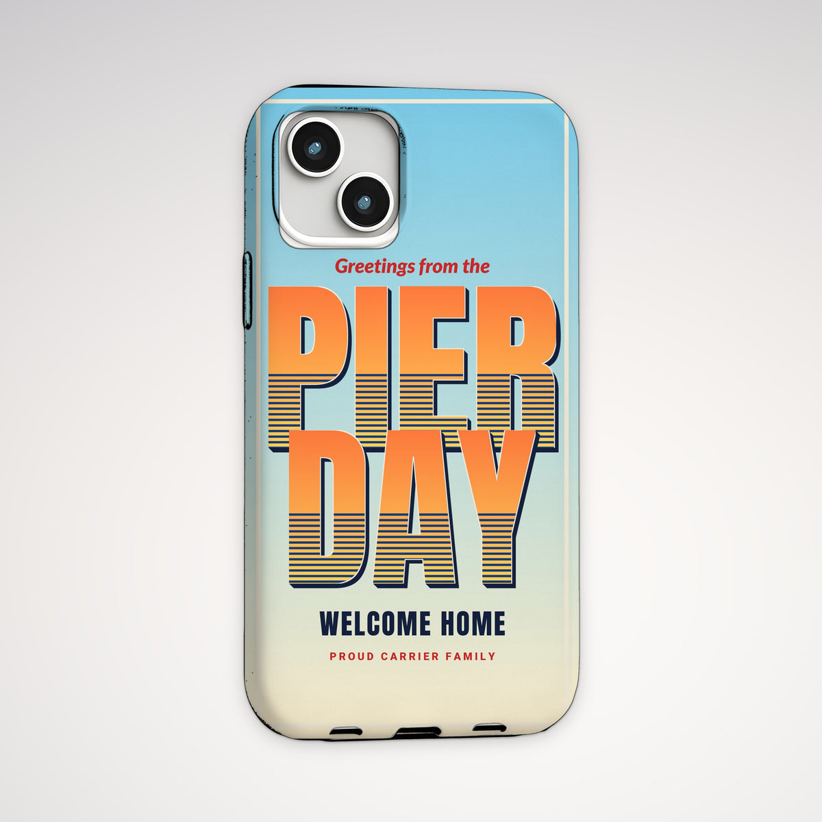 Pier Day Postcard Tough Phone Case – iPhone, back view