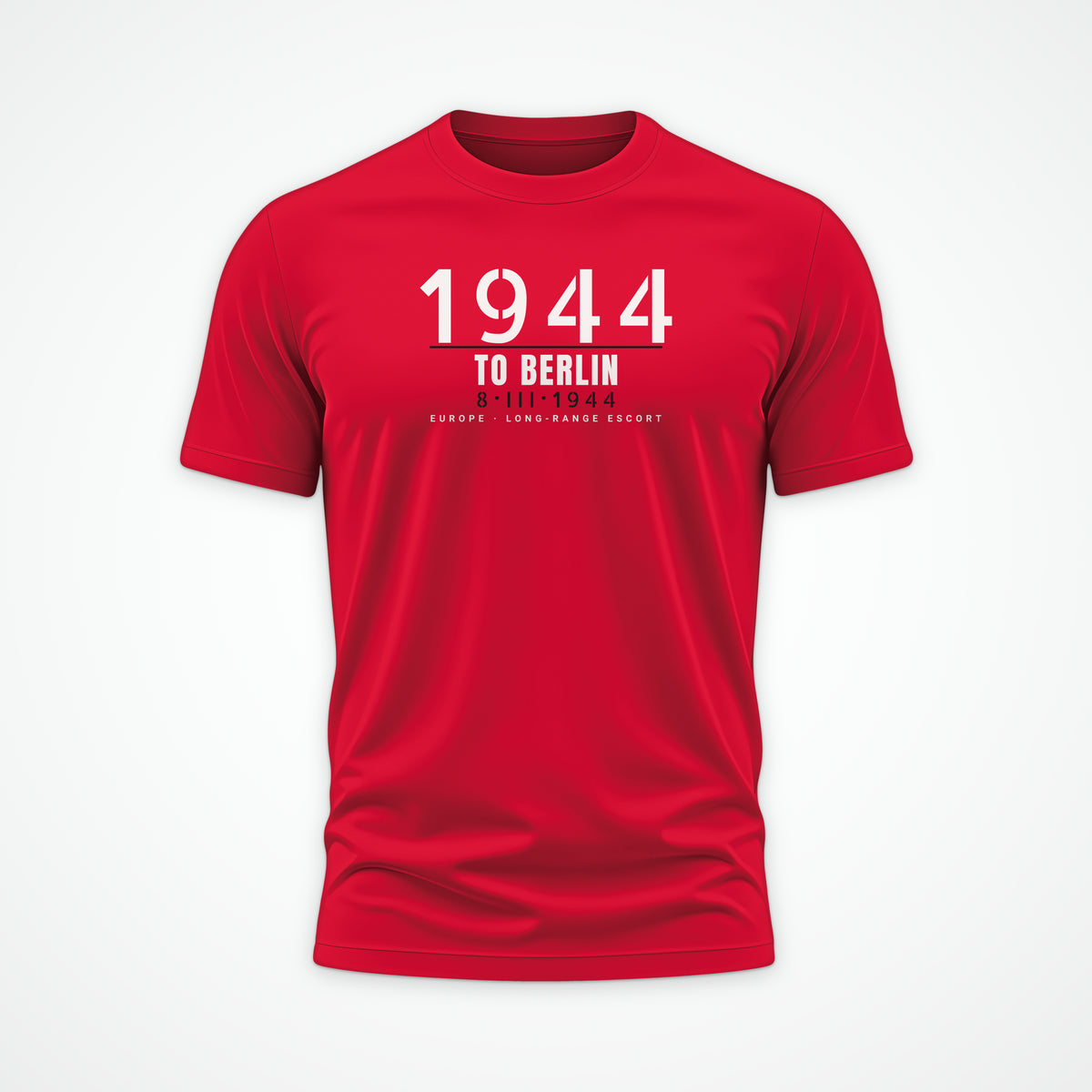 To Berlin 1944 Long-Range Escort Tee in Red