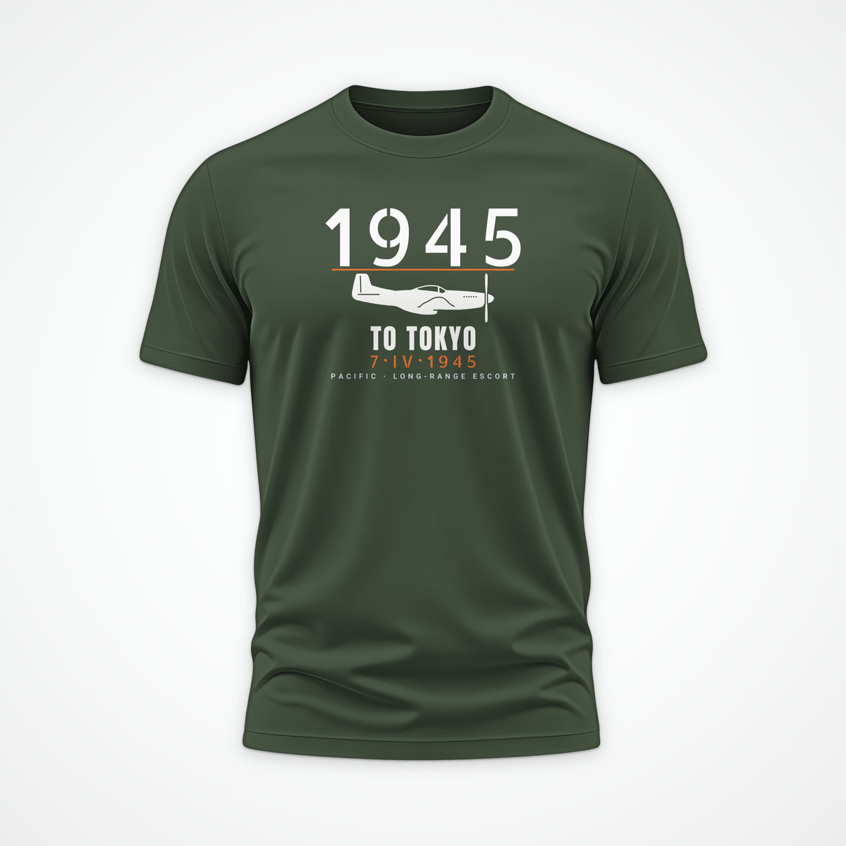 To Tokyo 1945 Escort Fighter Tee in Military Green